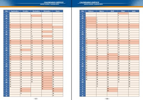 Calendario gráfico agenda escolar personalizada de secundaria